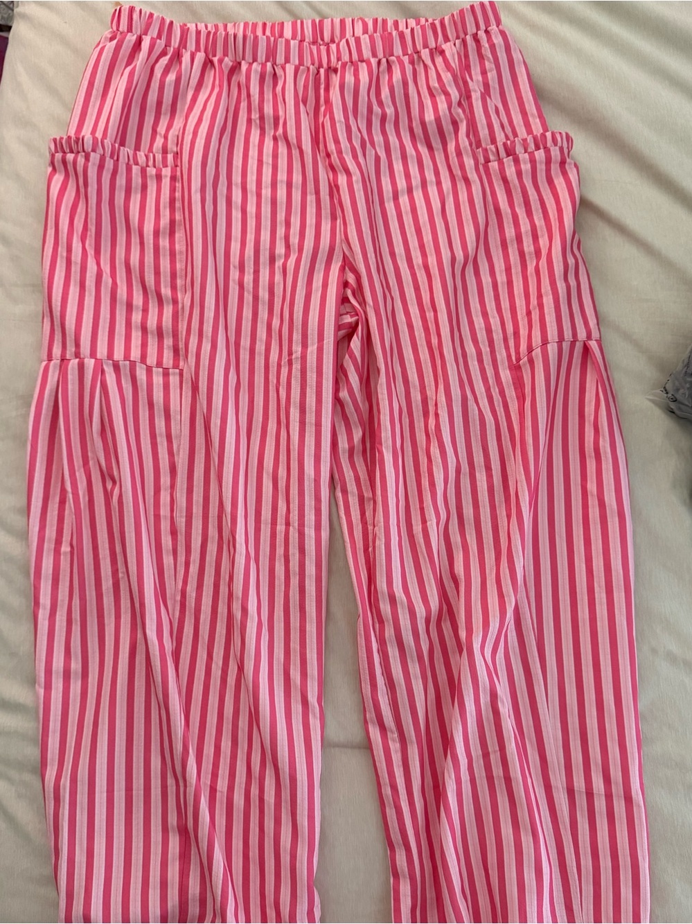 Women's Pink Striped Cargo  Pants